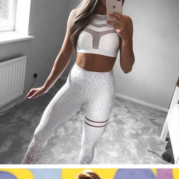 NWT Gold Black Pink White Leggings. - Picture 8 of 16